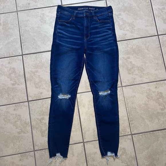 American Eagle Ne(x)t Level Ripped Curvy High-Waisted Jegging Crop Size 10 - Picture 2 of 9